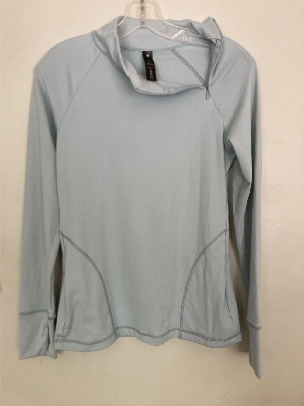 Yogalicious Light Blue Long-Sleeve Athletic Top With Mock Neck & Quarter-Zip S